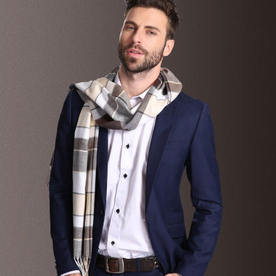 European Style Men’s Winter Tartan Shawl Scarf Warm Classic Design